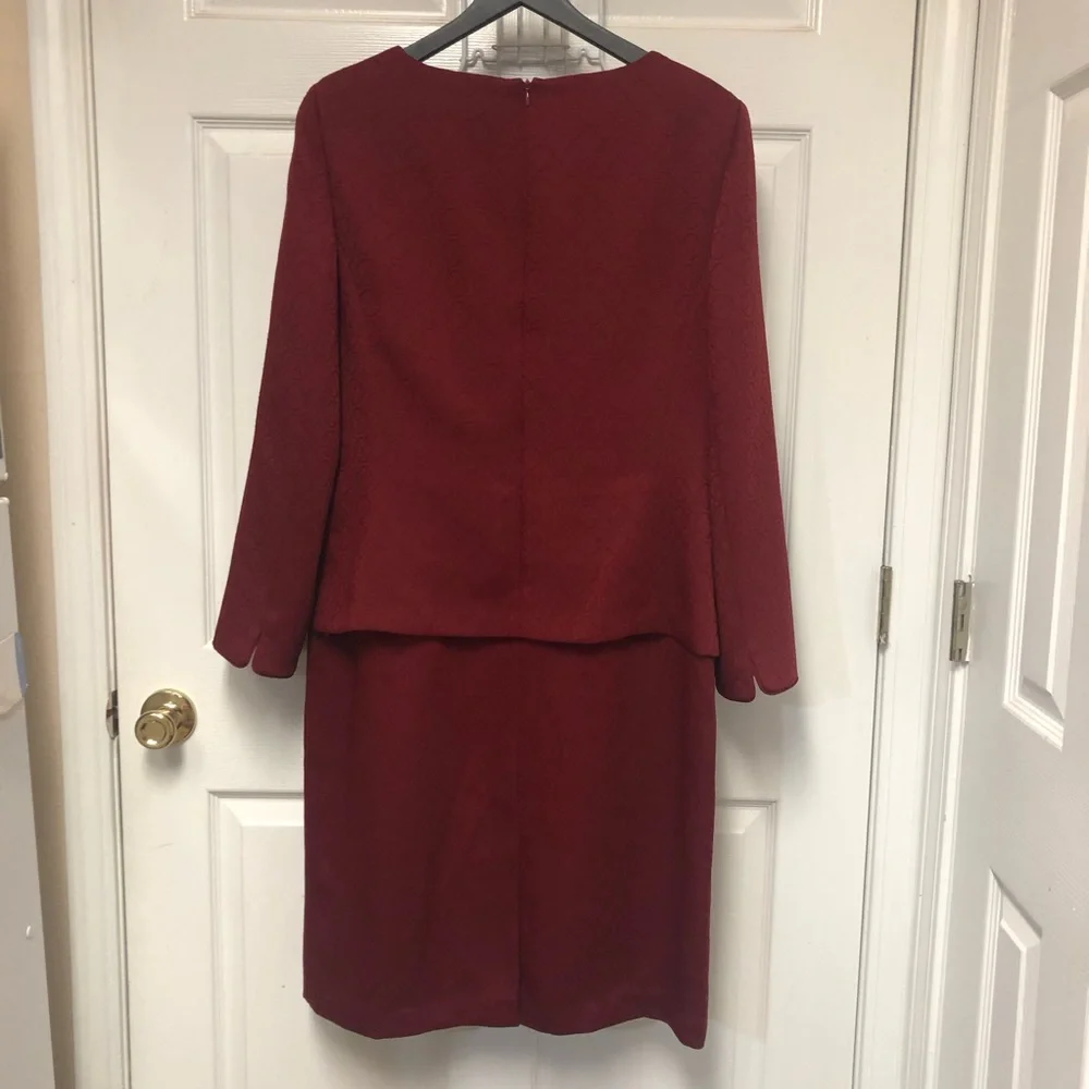 Vintage KASPER Elegant Burgundy Dress - Picture 7 of 13